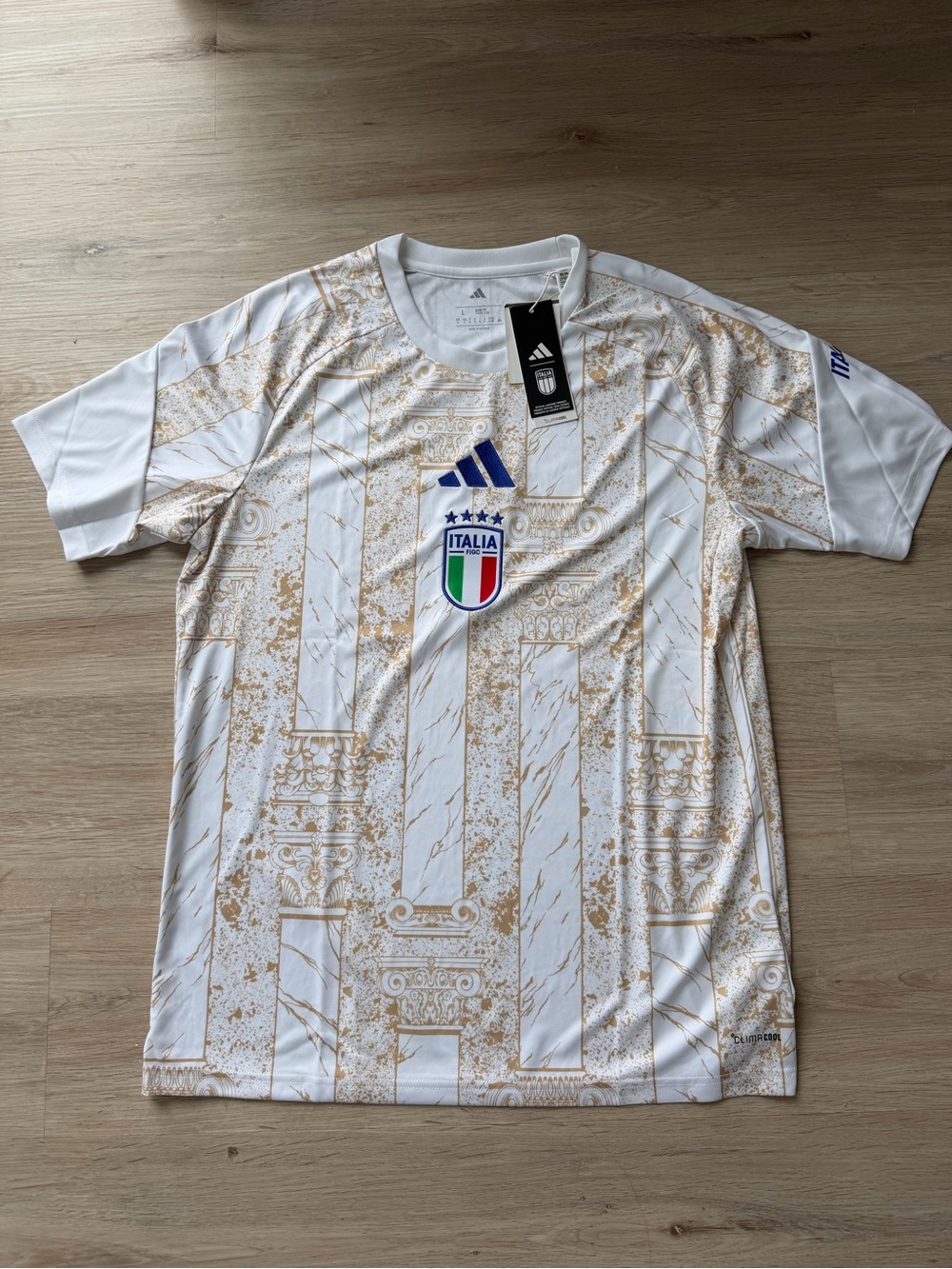 adidas Italia Men's White & Gold Accent Football Jersey